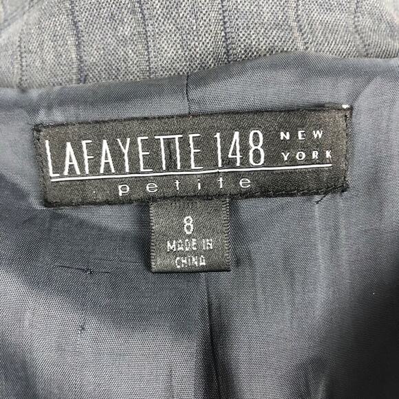 Lafayette 148 Office Siren Pinstripe Gray 100% Wool Blazer Jacket 8P - Picture 11 of 14